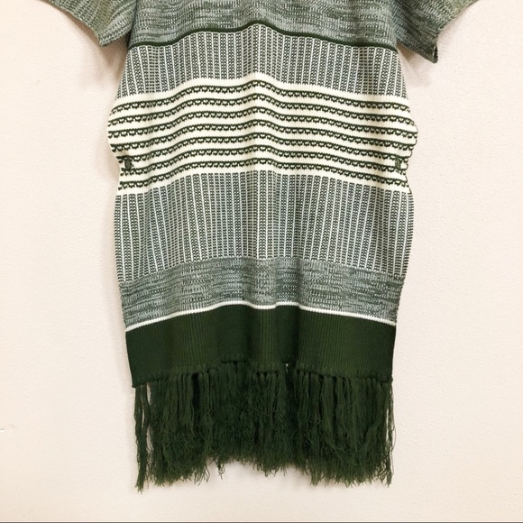no brand • green/cream long stripe sweater poncho - Picture 3 of 7